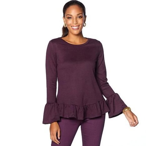 DG2 Diane Gilman Ruffle Hem Top 631-583 - Picture 1 of 3